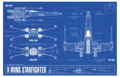 Star Wars XWing Fighter Blueprint por AtomicInspiredArt en Etsy ...