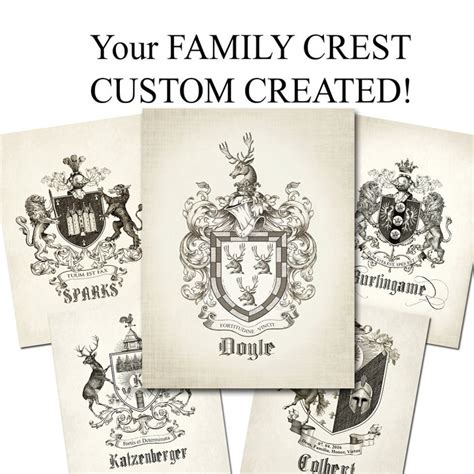 CUSTOM Family Crest-wedding Crest-surname Coat of Arms BIG CREST Home ...