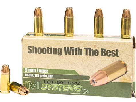 IMI 9mm Luger Ammo 115 Grain Jacketed Hollow Point Box of 50