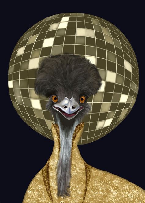 'Funny Disco Emu' Poster, picture, metal print, paint by Sunette Nel ...