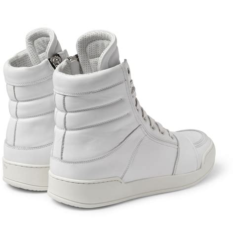 Balmain Leather Hightop Sneakers in White for Men | Lyst