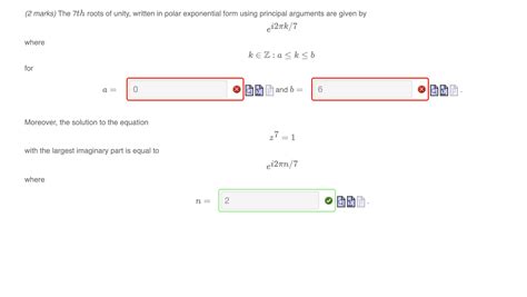 Solved (2 marks) The 7th roots of unity, written in polar | Chegg.com