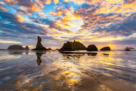 Bandon Beach Fall Sunset, Oregon, USA by Steve Giardini