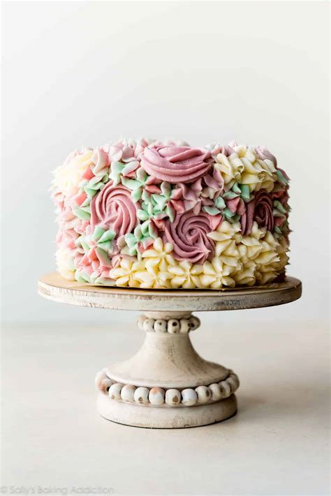 6 Inch Birthday Cake with Easy Buttercream Flowers - Sally's Baking ...