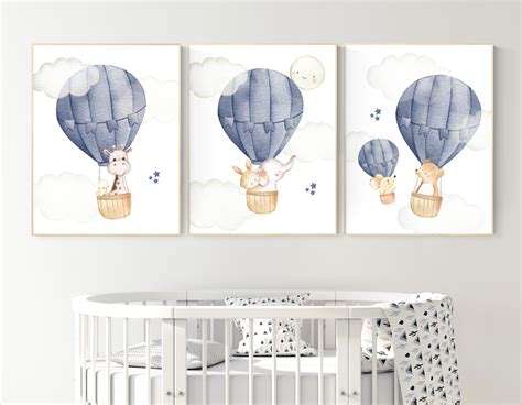 Hot air balloon nursery, Nursery decor boy, navy blue nursery, travel ...