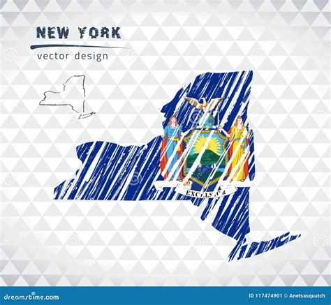 Map of New York with Hand Drawn Sketch Pen Map Inside. Vector ...