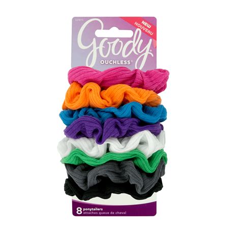 Goody Ouchless Ribbed Hair Scrunchies, Bright Stripe Weave Assorted ...