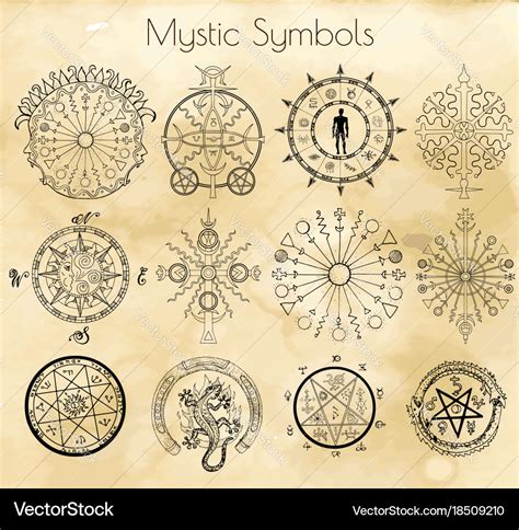 Big set with mystic symbols Royalty Free Vector Image