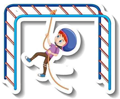 A boy hanging on rope cartoon sticker 3100502 Vector Art at Vecteezy