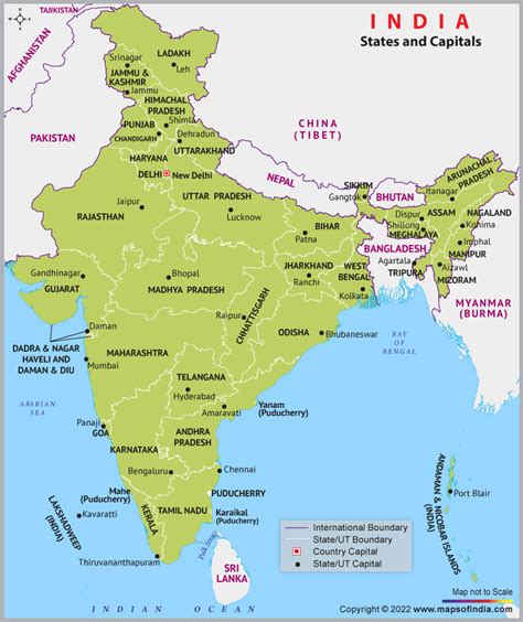 States and Capitals of India Map, List of Total 28 States and Capitals ...