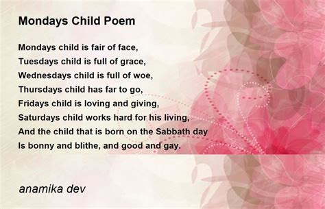 Mondays Child Poem - Mondays Child Poem Poem by anamika dev