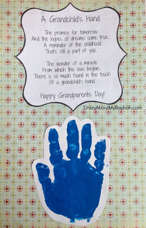 Grandparents Day Handprint Poem Printable