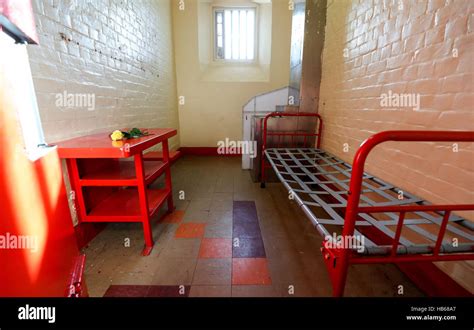 A view inside Oscar Wilde's cell, C2.2, at Reading Gaol after actor ...