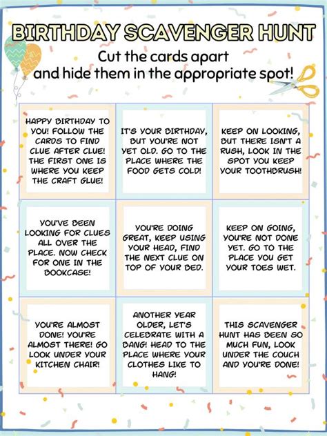 Free, Printable Birthday Scavenger Hunt for Kids | HGTV