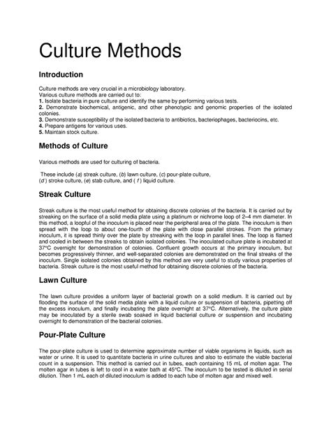 Culture Methods - Culture Methods Introduction Culture methods are very ...