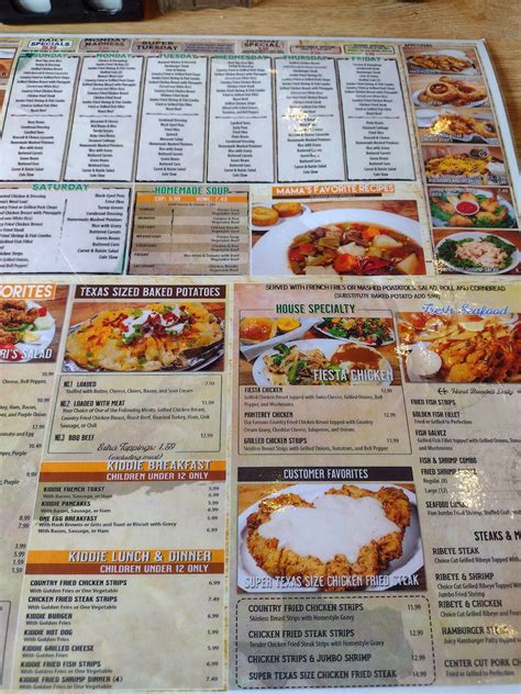 Menu at Kelley's Country Cookin' restaurant, Pasadena, Spencer Hwy