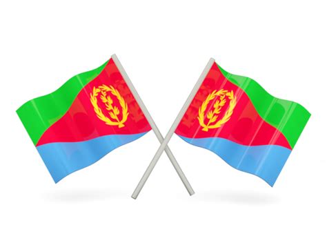 Two wavy flags. Illustration of flag of Eritrea