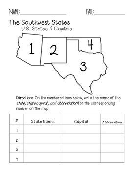 Southwest Region States and Capitals Quiz Pack by Faith and Fourth