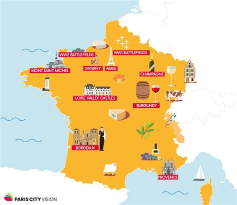 French tourist map : the best places to see - PARISCityVISION