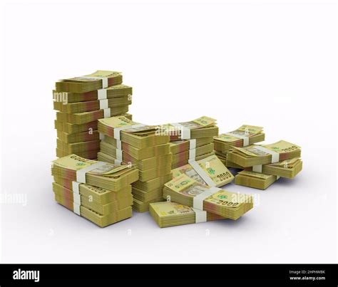 Stack of Malawian kwacha notes. 3D rendering of bundles of banknotes ...