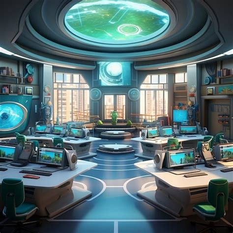 Futuristic school classroom for future students | AI-generated image