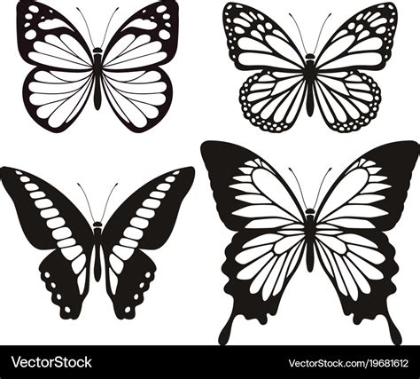 Butterfly silhouette icons set Royalty Free Vector Image