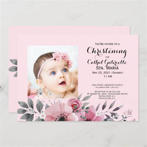 Elegant Pink CHRISTENING Event Invitation | Zazzle | Christening ...