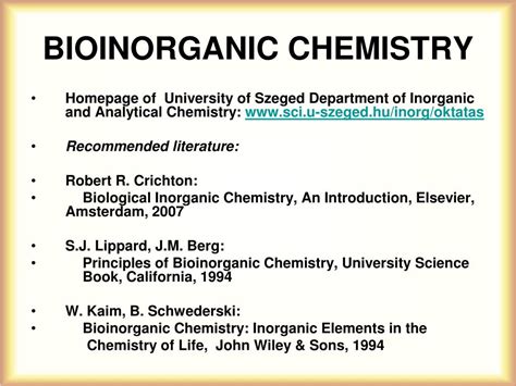 PPT - BIOINORGANIC CHEMISTRY PowerPoint Presentation, free download ...