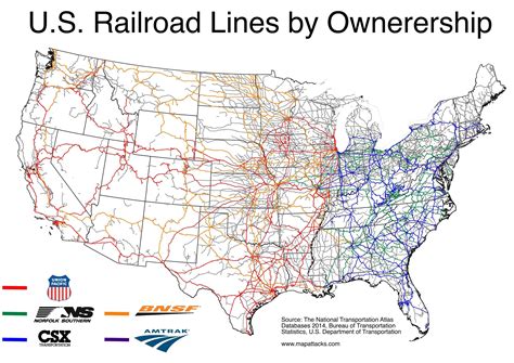 U.S. Rail Lines by Owner [OC] [3507 × 2480] | Us railroad map, Train ...