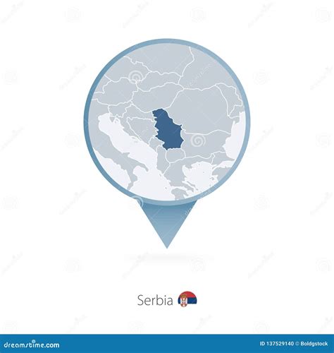 Map Pin with Detailed Map of Serbia and Neighboring Countries Stock ...