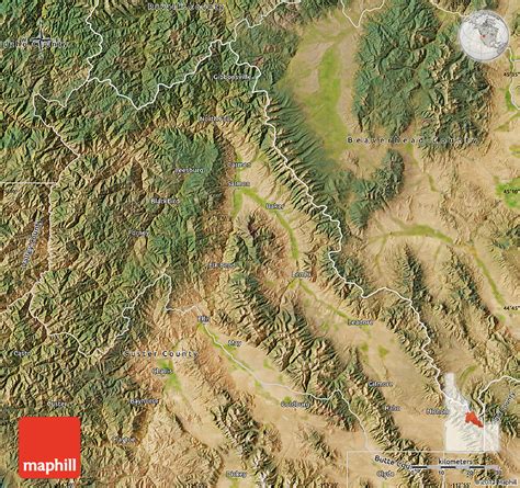 Satellite Map of Lemhi County