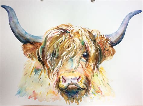 Highland cow watercolour painting . By Emma Underwood. | Highland cow ...