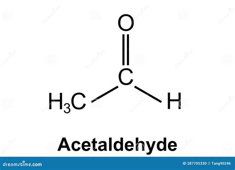 Acetaldehyde or Ethanal Molecule, Chemical Structure Stock Illustration ...