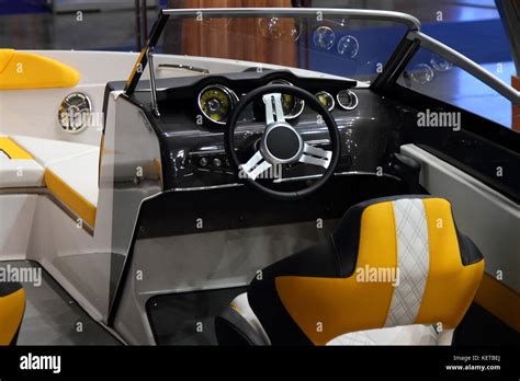 Interior and cockpit of a modern speedboat Stock Photo - Alamy