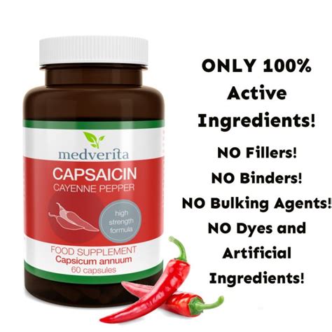 CAPSAICIN 100% pure extract of CAYENNE PEPPER- 60 capsules | Healthy ...