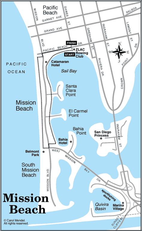 Map of Mission Beach walking tour