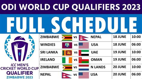 Icc Odi World Cup 2023 Qualifier Schedule Icc Mens Cricket World Cup ...