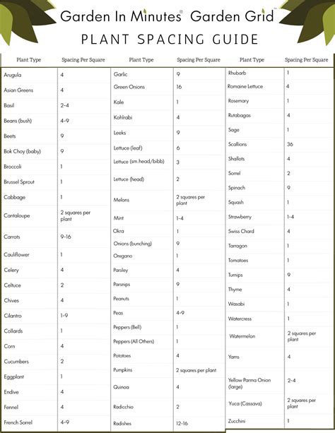 Square Foot Gardening Plant Spacing Guide w/ Printable Chart