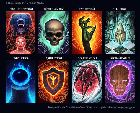 ArtStation - DnD Magic Schools Illustration, card design and mockups ...