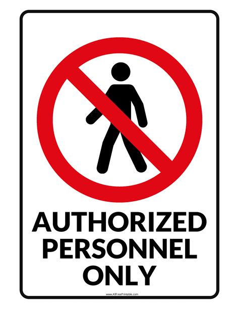 Authorized Personnel Only Sign Printable