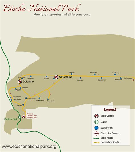 Etosha National Park Map & Distances