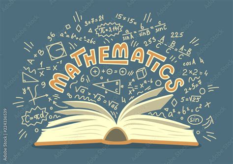 Mathematics. Open book with math doodles with lettering. Education ...