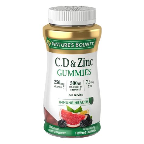 Nature's Bounty Vitamins C, D, & Zinc Immune Health Gummies, 70 CT ...