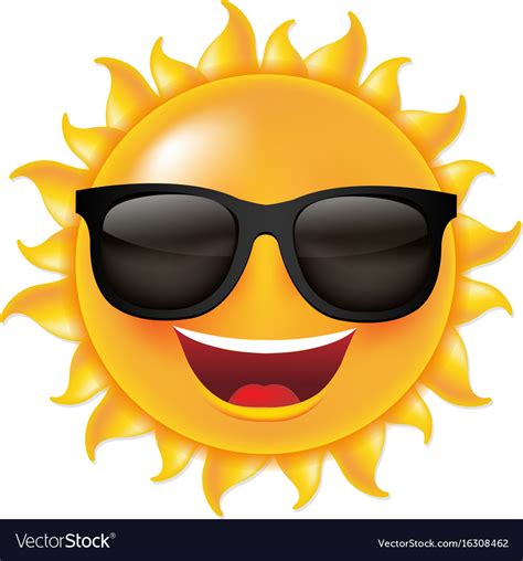 Sun with sunglasses Royalty Free Vector Image - VectorStock