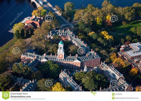 Photo about Aerial view of Harvard Campus featuring Eliot House Clock ...