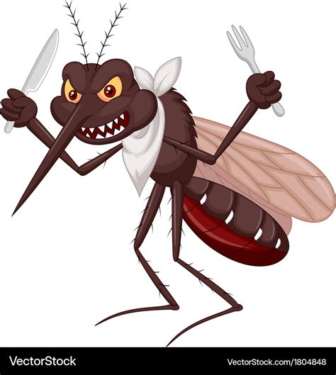 Mosquito cartoon ready for eat Royalty Free Vector Image