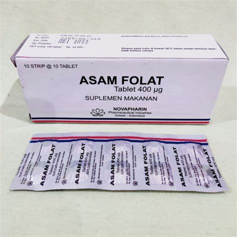 Jual ASAM FOLAT 400 Mcg NOVAPHARIN Suplemen Folic Acid Ibu Hamil Promil ...