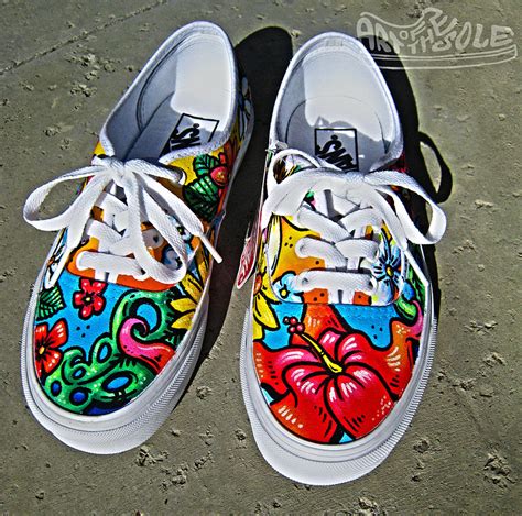 ALOHA! Custom Hand Painted Vans Authentics Shoes – chadcantcolor