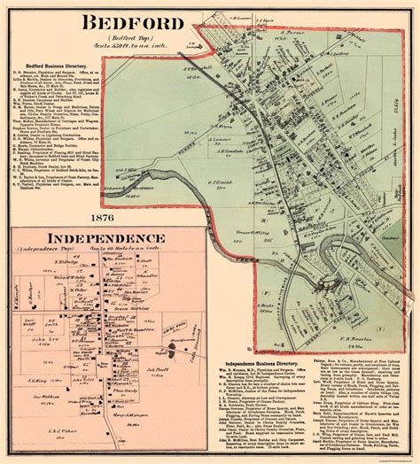 Old City Map - Bedford, Independence Ohio Landowner - 1876 - 23 x 25.44 ...