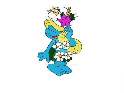 Smurfette in a floral swimsuit by Hedgehog-Russell on DeviantArt